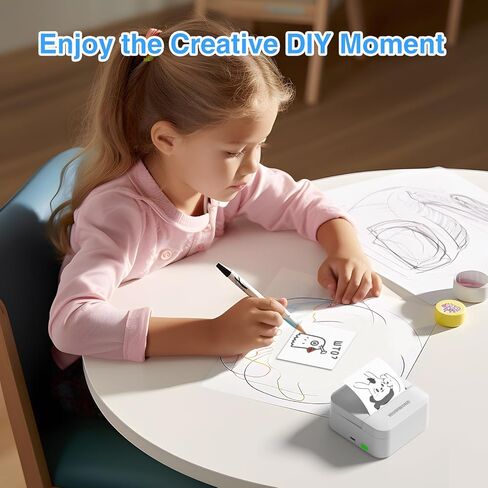 NoteBuddy Mini Sticker Printer Doodle Dash Portable Portable Prottible Pocket Photo Photo Photo Photo Bluetooth للحصول على مساعدة في التعلم ، مستلزمات سجل القصاصات ، مجلة ، ملاحظات الدراسة مع ورق ملصق ، أبيض in Saudi Arabia