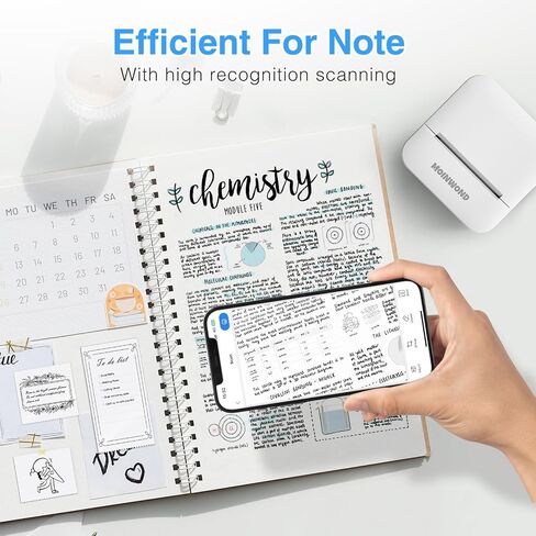NoteBuddy Mini Sticker Printer Doodle Dash Portable Portable Prottible Pocket Photo Photo Photo Photo Bluetooth للحصول على مساعدة في التعلم ، مستلزمات سجل القصاصات ، مجلة ، ملاحظات الدراسة مع ورق ملصق ، أبيض in Saudi Arabia