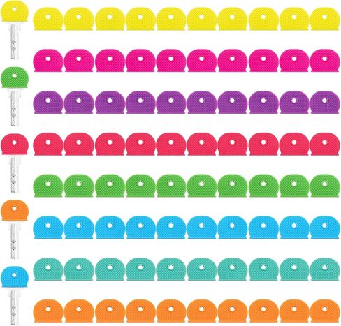 Blulu 80 Pcs Key Color Covers Plastic Colored Key Covers Caps Cute Identifier Protector Caps for Standard Flat House Keys Organization(Rainbow Colors) in Saudi Arabia