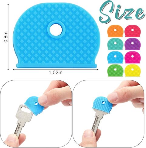 Blulu 80 Pcs Key Color Covers Plastic Colored Key Covers Caps Cute Identifier Protector Caps for Standard Flat House Keys Organization(Rainbow Colors) in Saudi Arabia