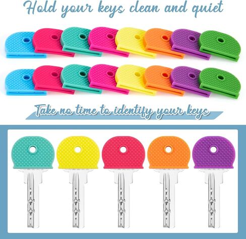 Blulu 80 Pcs Key Color Covers Plastic Colored Key Covers Caps Cute Identifier Protector Caps for Standard Flat House Keys Organization(Rainbow Colors) in Saudi Arabia
