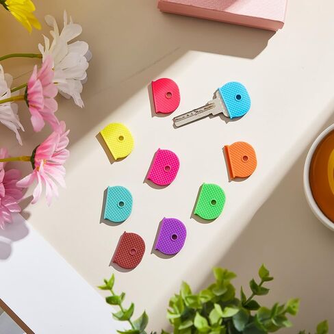 Blulu 80 Pcs Key Color Covers Plastic Colored Key Covers Caps Cute Identifier Protector Caps for Standard Flat House Keys Organization(Rainbow Colors) in Saudi Arabia