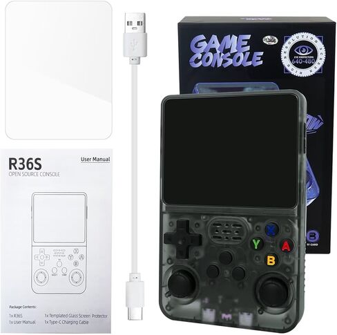 R36S Retro Handheld Game Console with 128G 3.5 Inch IPS Screen Built-in 15000 Games Open Source Linux System 640x480 Resolution Portable Pocket Video Player (Purple) in Kuwait