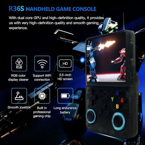 R36S Retro Handheld Game Console with 128G 3.5 Inch IPS Screen Built-in 15000 Games Open Source Linux System 640x480 Resolution Portable Pocket Video Player (Purple) in Kuwait