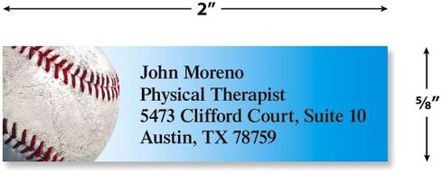 Baseball Small Return Address Labels - Set of 240 2" x 5/8" Self-Adhesive, Flat-Sheet Labels in Saudi Arabia