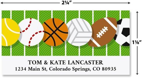 Baseball Small Return Address Labels - Set of 240 2" x 5/8" Self-Adhesive, Flat-Sheet Labels in Saudi Arabia