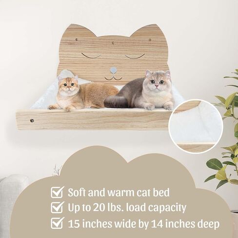 Cat shelves for wall with 4 Steps Scratch Post 13 * 13 in Indoor Walled Mounted Cat Bed with 6 Felt Pad Wood Cat Bed Hammock with Climbing Shelf for Cats Support 20 LBS in Saudi Arabia