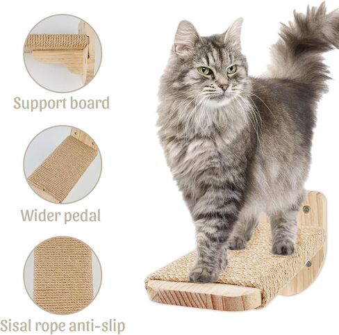 Cat shelves for wall with 4 Steps Scratch Post 13 * 13 in Indoor Walled Mounted Cat Bed with 6 Felt Pad Wood Cat Bed Hammock with Climbing Shelf for Cats Support 20 LBS in Saudi Arabia