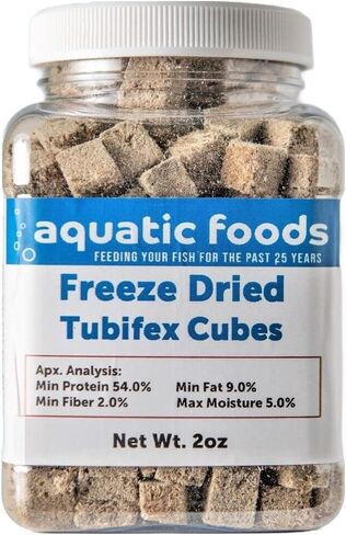 Aquatic Foods Inc. Tubifex Worms-Freeze Dried Floating Tubifex Worm Cubes for All Tropical Fish, Marine Fish, Discus, Cichlids, Koi & Pond Fish, Turtles…2oz Small Jar in Saudi Arabia