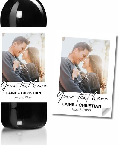 Personalized Photo Wine Bottle Labels, Save The Date, Anniversary, Milestone Birthdays, Quinceanera, Customized Wine Bottles, Photo Wine Labels, Your Photo, Your Text in Saudi Arabia