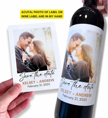 Personalized Photo Wine Bottle Labels, Save The Date, Anniversary, Milestone Birthdays, Quinceanera, Customized Wine Bottles, Photo Wine Labels, Your Photo, Your Text in Saudi Arabia