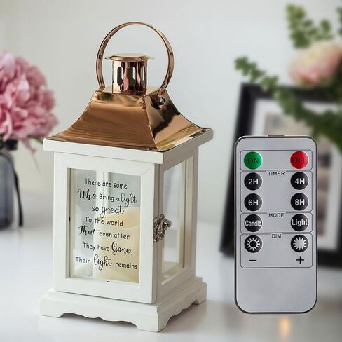 Memorial Lantern - Bereavement Sympathy Gift for Loss of Loved One, Condolence Gifts for Loss of Mother Father Husband Daughter Brother, Memorial Gifts Thoughtful Funeral Gifts, White in Kuwait