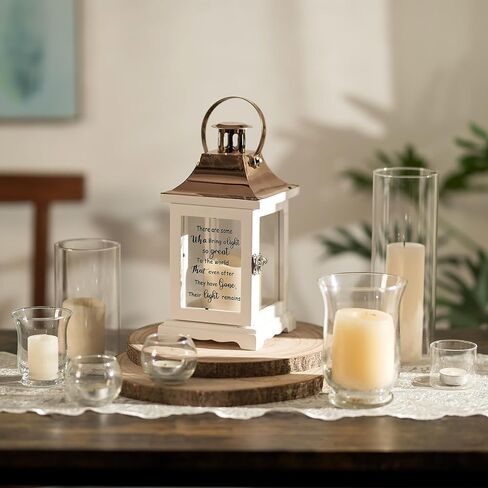Memorial Lantern - Bereavement Sympathy Gift for Loss of Loved One, Condolence Gifts for Loss of Mother Father Husband Daughter Brother, Memorial Gifts Thoughtful Funeral Gifts, White in Kuwait