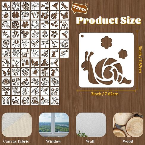72 PCS مجموعة الإستنسل النباتية ، وقوالب الطلاء الفراشة والزهور القابلة لإعادة الاستخدام - الأوراق ، اليعسوب ، مجموعة الحرف الطبيعة البرية للجداريات الجدارية ، فن النسيج ، علامات الخشب ، مشاريع فصول الأطفال in Kuwait