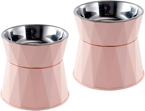 Elevated Cat Bowls, Raised Cat Bowls for Food and Water, Cat Food Bowls Beneficial for Digestion, Resonable Height for Cat, Whisker-Relief, Easy to Clean(Pink) in Kuwait