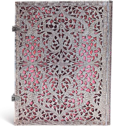 Paperblanks Silver Filigree Blush Pink Noteboor pages wrined conting journal blank sketch book (Silver Filigree Collection) in Saudi Arabia