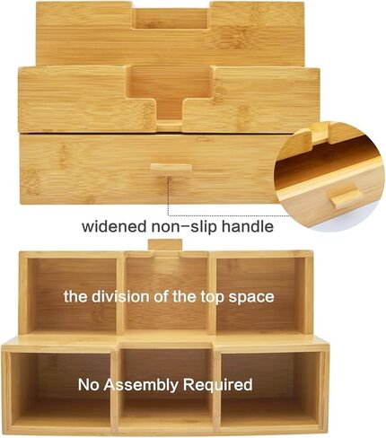 منظم مكتب من الخيزران لتخزين المكياج منظم القلم مع درج من الخيزران منظم لأقلام المكتب وحامل القلم الرصاص ومنظم المكتب ودرج المكتب in Kuwait