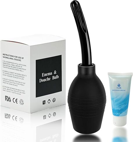 Enema Bulb Kit Superior Hygiene with Our Douche Enema Bulb Kit- 3 Nozzles, 224ML Capacity (Black), Designed for Women & Men in Saudi Arabia