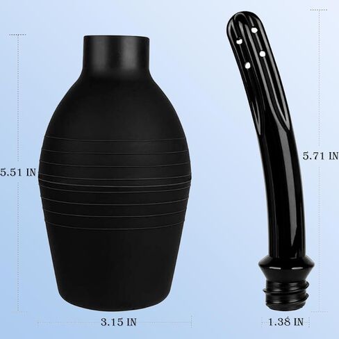 Enema Bulb Kit Superior Hygiene with Our Douche Enema Bulb Kit- 3 Nozzles, 224ML Capacity (Black), Designed for Women & Men in Saudi Arabia
