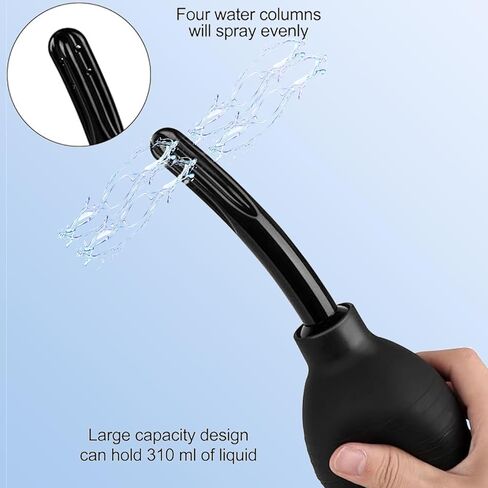 Enema Bulb Kit Superior Hygiene with Our Douche Enema Bulb Kit- 3 Nozzles, 224ML Capacity (Black), Designed for Women & Men in Saudi Arabia