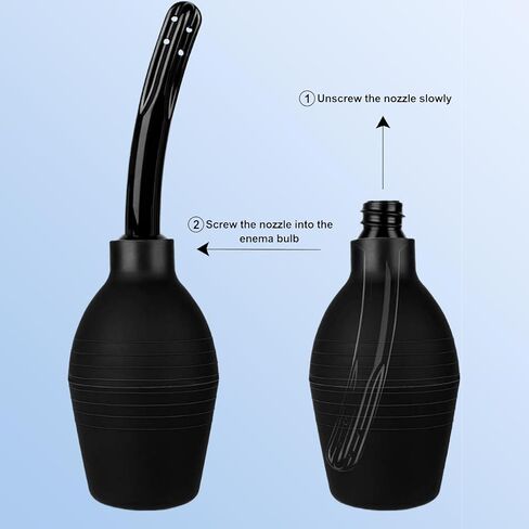 Enema Bulb Kit Superior Hygiene with Our Douche Enema Bulb Kit- 3 Nozzles, 224ML Capacity (Black), Designed for Women & Men in Saudi Arabia