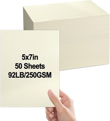party greeting 5x7 Linen Paper Textured Cardstock Heavyweight Textured Index Cards Printable Linen Cardstock 92lb Cover for Printing Wedding Baby Shower Invitation Greeting Postcards 50 Pcs(Cream) in Saudi Arabia