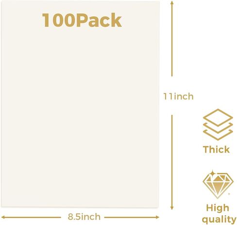 100 Sheets Cream Cardstock Ivory Cardstock Paper, 8.5 x 11 Inches – Premium Resume Paper Ivory for Printing, Greeting Cards, Certificates, Office & Crafting. in Saudi Arabia