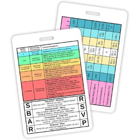 NEWS2 RVSP SBAR Observations Healthcare Badge Clip Buddy 6.7x9.9cm Tools for Escalating Plastic Card with Lanyard Hole Reference Nurse EMT Paramedic