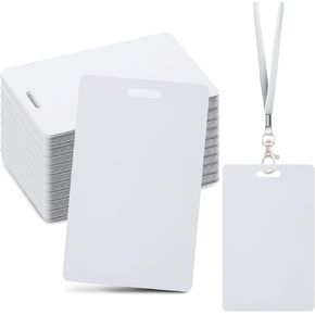 100 PCS Premium Blank PVC بطاقات PVC مع فتحة فتحة ، CR80 30 Mil بطاقات بلاستيكية بيضاء عالية الجودة لطابعات شارة هوية الصورة