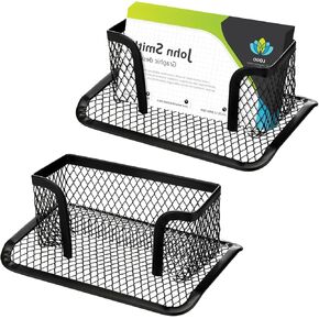 Geelin 2 PCS حامل بطاقة عمل أسود MESH MESH للمكتب للمكتب اسم مربع بطاقات مجموعة منظم العلبة مخزنة موقف للمكتب