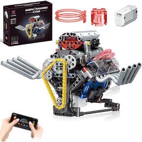 V8 Engine Building Set,Build Your Own Mini Engine That Works, Physical Science Experiment Toy for Adults, Home or Office Décor (665 Pcs)