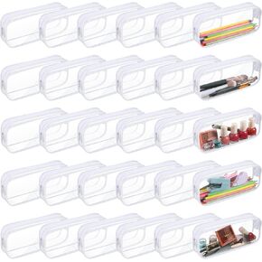 Sepamoon 30 Pcs Cosmetic Pouch Bag with Zipper Transparent Waterproof PVC Pencil Case Clear Makeup Bags Brush Case Large Capacity Pencil for Office Stationery and Travel Storage(White)