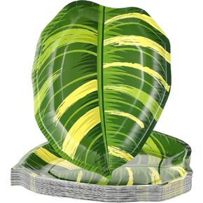 Nuanchu 100 Pcs Tropical Turtle Leaf Plates Disposable Luau Party Paper Plates Hawaii Palm Leaf Food Snack Tray Luau Party Supplies for Appetizer Lunch Dinner and Dessert