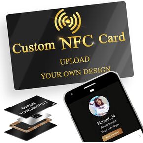 Custom Digital Business Card Customizable NFC Cards with QR Code Logo Text-Tap to Share NFC- Compatible with iPhone & Android-No App or Subscription Required