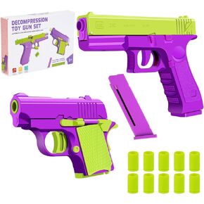 Shell Ejecting Toy Gun 1911 3D Printed Fidget Pistol Toy Gun for 2 Pack,Can be Loaded but Can't be Fired,Great Gift for Girls Boys Adults Kids