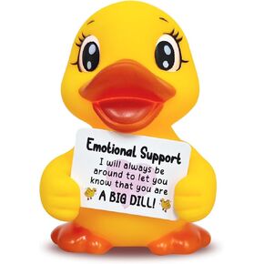 Positive Emotional Support Rubber Duck – Uplifting Birthday Gift, Cute Motivational Desk Decor with Encouragement Cards for Friends, Coworkers,Graduation (Yellow)