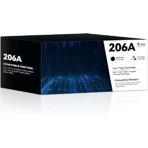 206A Toner Cartridge 4 Pack High Yield Replacement for M283fdw M283cdw Toner Compatible for 206A 206X Work for HP Color Laserjet Pro M255dw M255nw MFP M283fdw M283cdw M282nw M283fdn Printer(BK/C/Y/M)