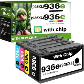 936XL 936e Ink Cartridge with Chip Replacement for HP 936 Ink Cartridges Combo Pack Compatible for HP OfficeJet Pro 9125e 9135e 9110b 9128e 9130b OfficeJet 9122e 9120e Wide Format 9730e Printer(4Pack)