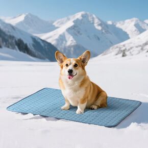 Cooling Mat for Large Dogs - 40" x 50" Washable Cooling Mat for Puppy, QMAX>0.3, Anti-Slip Bottom, Portable Summer Pet Cool Kennel Bed Pad for Indoor/Outdoor/Travel Use, Ocean Blue