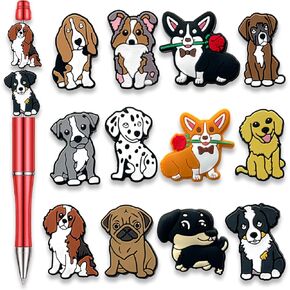 Garetheora Cute Animals Dog Focal Beads for Pens, Cartoon Silicone Focal Beads for Making DIY Bead Pens Keychain Jewelry (Cute)