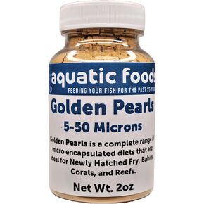 Aquatic Foods Inc. Golden Pearls 5-50 Microns (Powder) Newly Hatched Fry and Babies of Shrimp, Axolotls, Discus, Cichlids, Catfish, Tetras, Angel Fish, Guppies, Bettas, Corals, Reefs - 2oz Bottle in Saudi Arabia