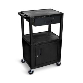 FSE 373-WT42C2-B/WTD 42"H AV Cart - 3 Shelves Cab Drawer - Blk Leg