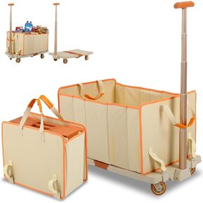 Foldable Shopping Cart,330lbs Folding Cart with Wheels, Utility Foldable Wagon,Collapsible Utility Cart for Camping, Groceries, Garden Care, Pet Stroller (28.35"×15.75"×18.9")