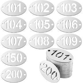 Hicarer Metal Numbered Tags Stainless Steel Number ID Key Tags with Holes Numbered Key Rings Chain(1-100, Rectangle,1.57 x 0.79 Inches)