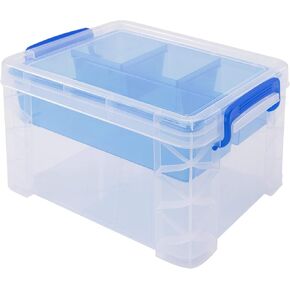 Super Stacker Divided Storage Box with Removable Tray, 10 x 7.5 x 6.5 Inches (37375)