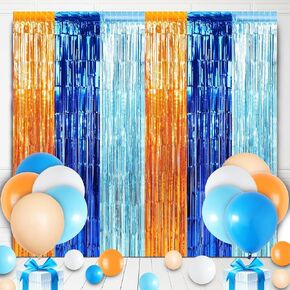22Pcs Cute Dollhouse Party Decorations, Purple Pink 3.3x8.2ft Tinsel Foil Fringe Curtains Banners and Multicolour Balloons for Cartoon Theme Birthday Decorations Boys and Girls Party Supplies