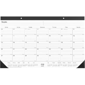 2025-2026 Staples 18-inch x 11-inch Academic Monthly Desk Pad Calendar, Black (ST17004-25)