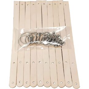 10 Pack Natural Leather Keychains Blank Stamping, Tooling ready - Summer camps, scouts, school art projects