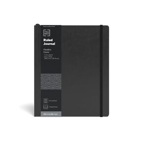 TRU RED Staples Large Flexible Cover Ruled Journal, Black (TR54774)