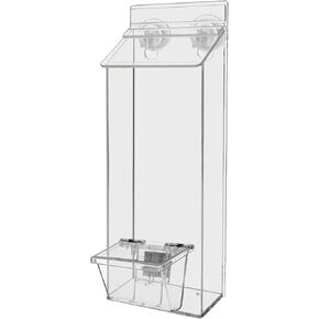 Suction Cup Outdoor Brochure Holder Holds 4 x 9 Inch Rack Cards and 3.5" x 2" Business Cards Window or Glass Wall Includes Take One Sticker Clear Acrylic Advertisement Box by Marketing Holders